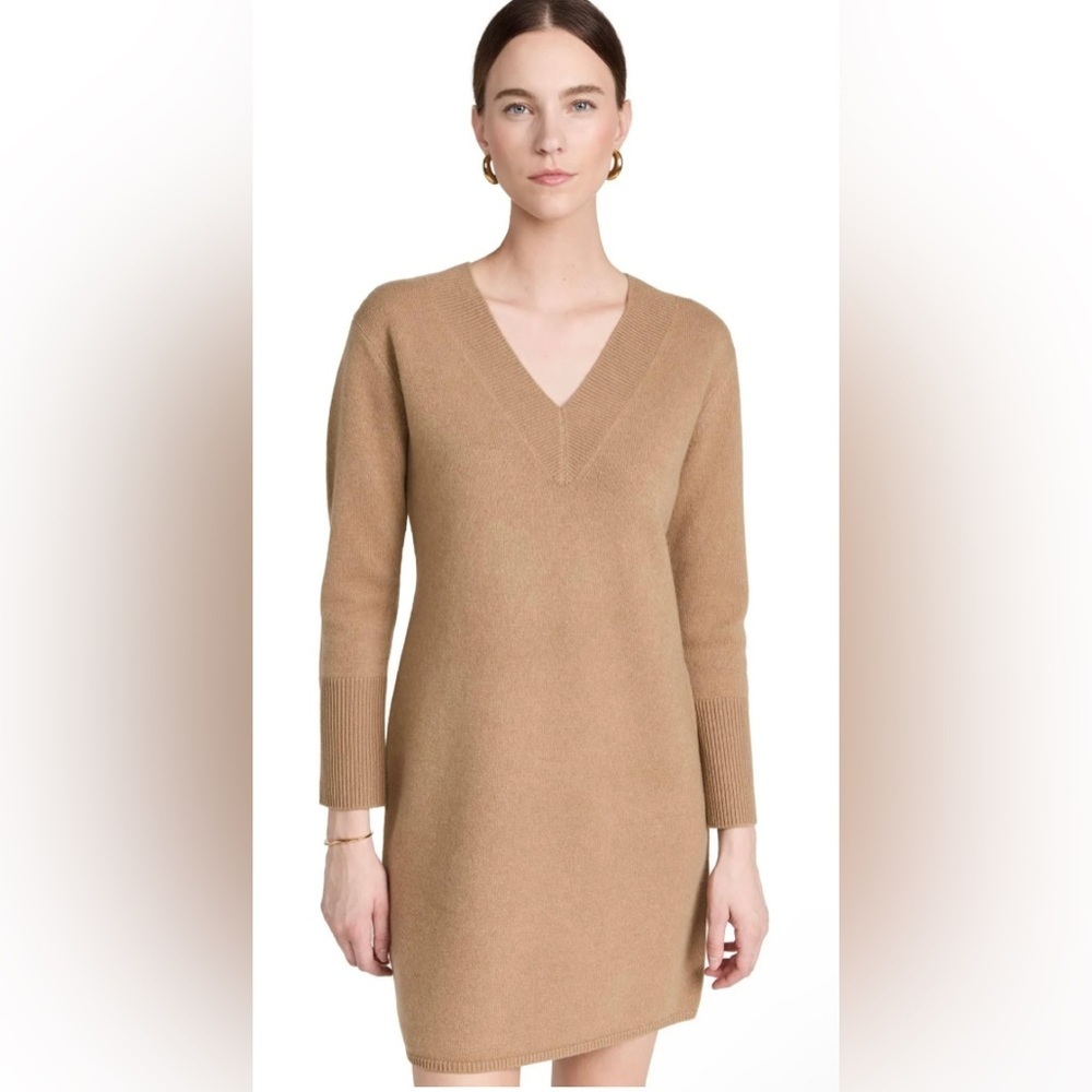 Vince Wool & Cashmere Sweater Dress Sand Shell Size XL NEW - Picture 3 of 14
